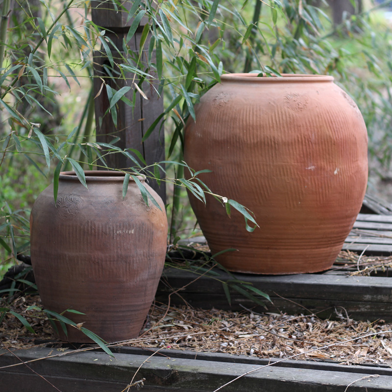 觅点 陶缸粗旧陶罐大号缸园林庭院景观装饰仿古陶器组合花盆中式