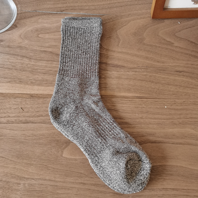 外贸竹纤维浅灰色毛巾袜低昂就加厚抗菌除臭袜户外运动袜简约纯色
