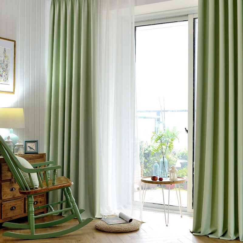 现代北欧简约风纯色隔热消音全遮光窗帘卧室客厅阳台飘窗窗帘成品