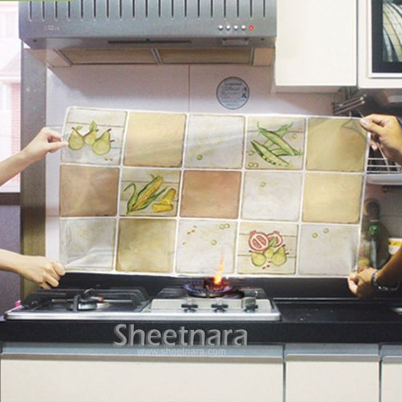 韩国厨房防油贴纸进口防火耐高温铝箔瓷砖自粘煤气灶防油墙贴包邮