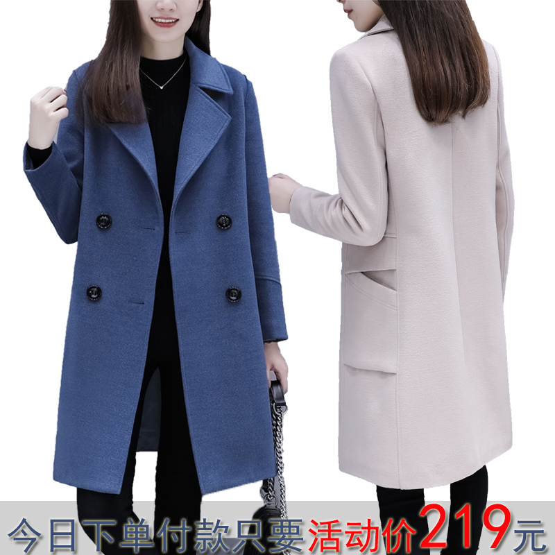 双面绒毛呢大衣女韩版2021新中长款宽松大码气质显瘦秋冬毛呢外套
