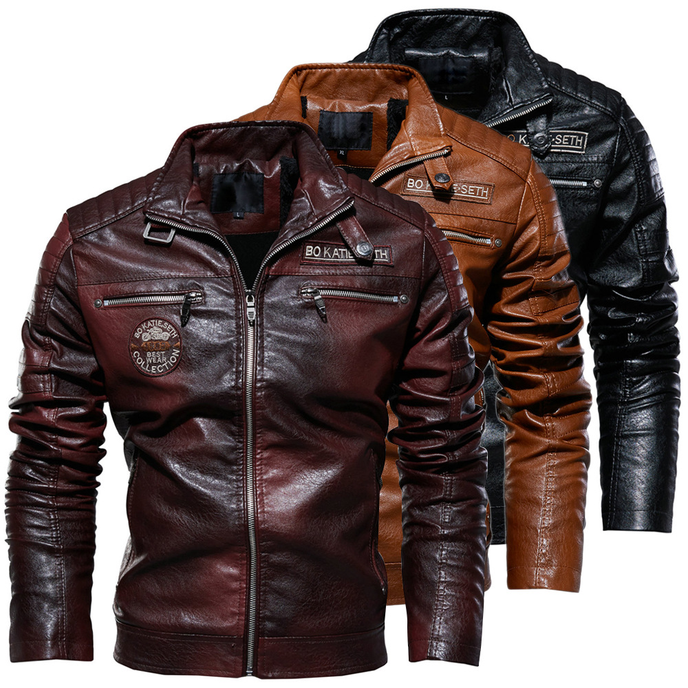 Mens leather jacket Add wool Fashion Locomotive coat男皮衣