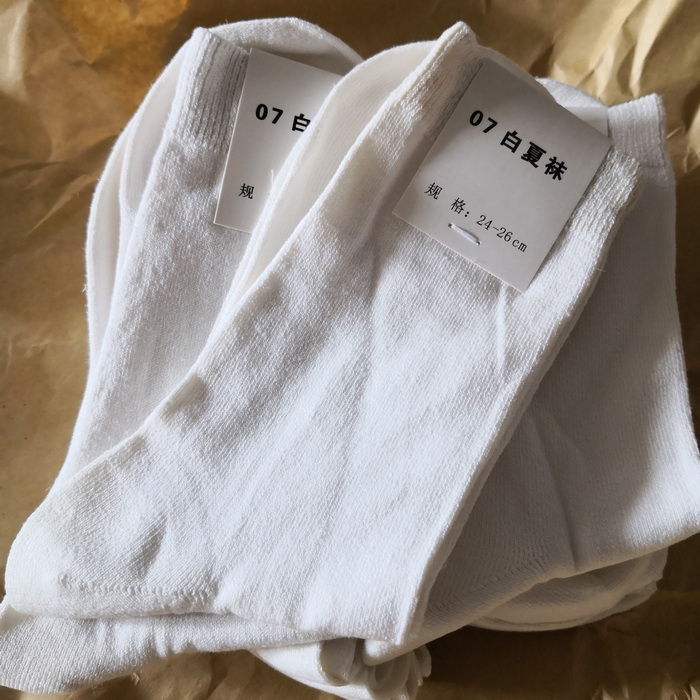 新品保真7白色夏袜亚麻袜子除臭耐磨男士纯棉袜户外运动短袜