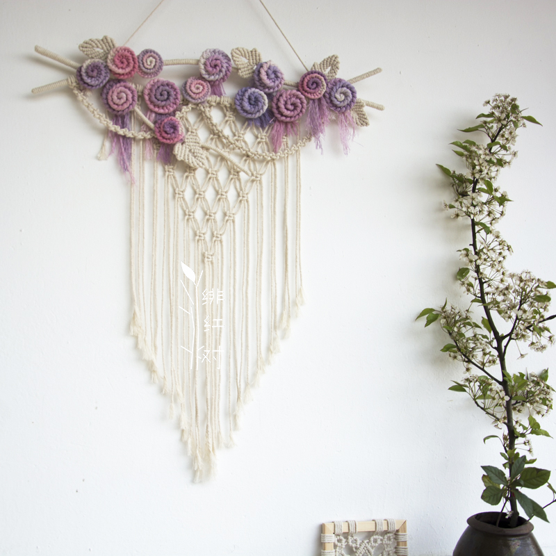 [芳菲] 手工编织 花朵挂毯 墙饰 波西米亚 婚礼背景 材料包