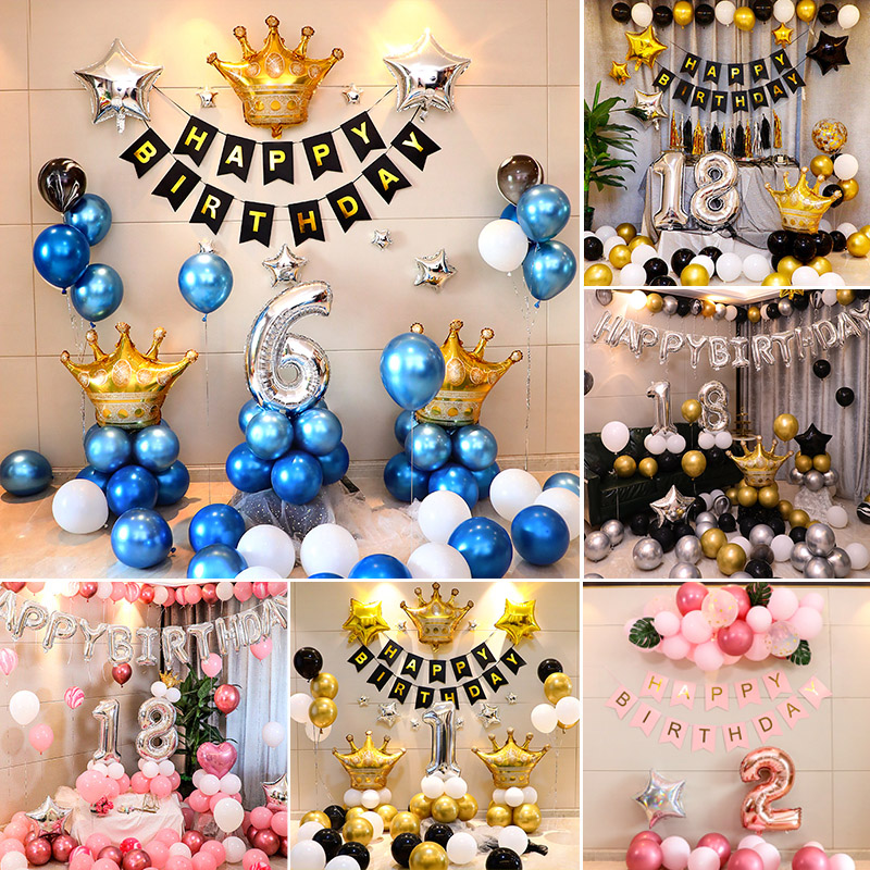 生日派对布置气球装饰儿童趴体一岁百天百日宴男女朋友生日场景