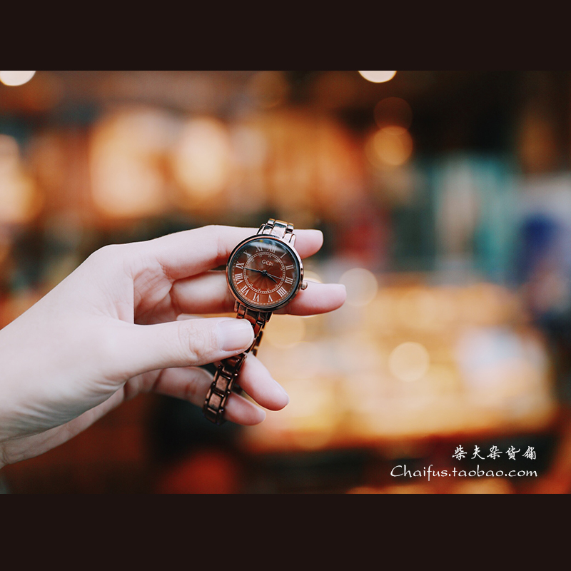 阿柴夫A92「遥望」文艺复古vintage简约百搭罗马做旧金色链条手表
