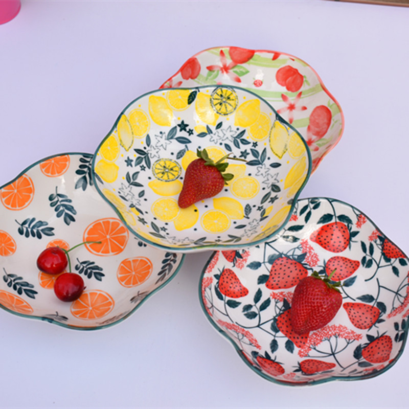 欧式创意家用陶瓷菜盘7寸深饭盘水果汤菜碟釉下彩沙拉点心烤盘