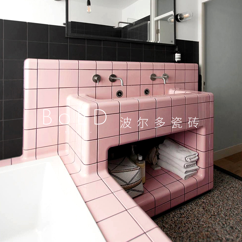 北欧白色腰线阴角线卫生间瓷砖阳角线粉色厨房绿色美弧砖收边条灰