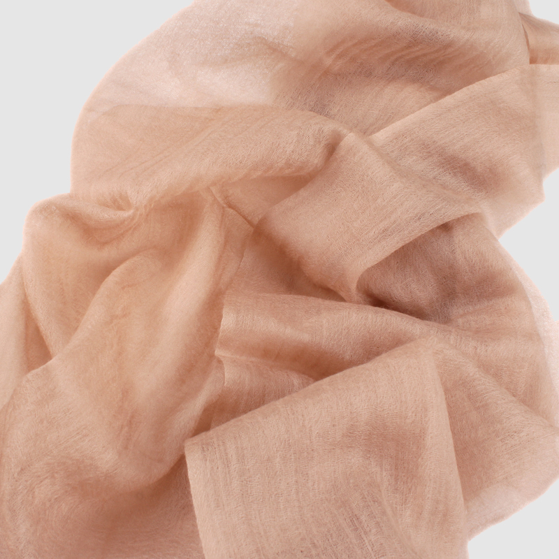 owool国际范裸咖色轻薄高贵400支山羊绒围巾戒指绒空调披肩女丝巾
