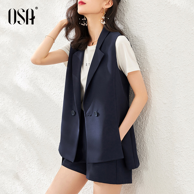OSA气质女神范OL职业装套装2021年新款女夏季时尚西装短裤两件套