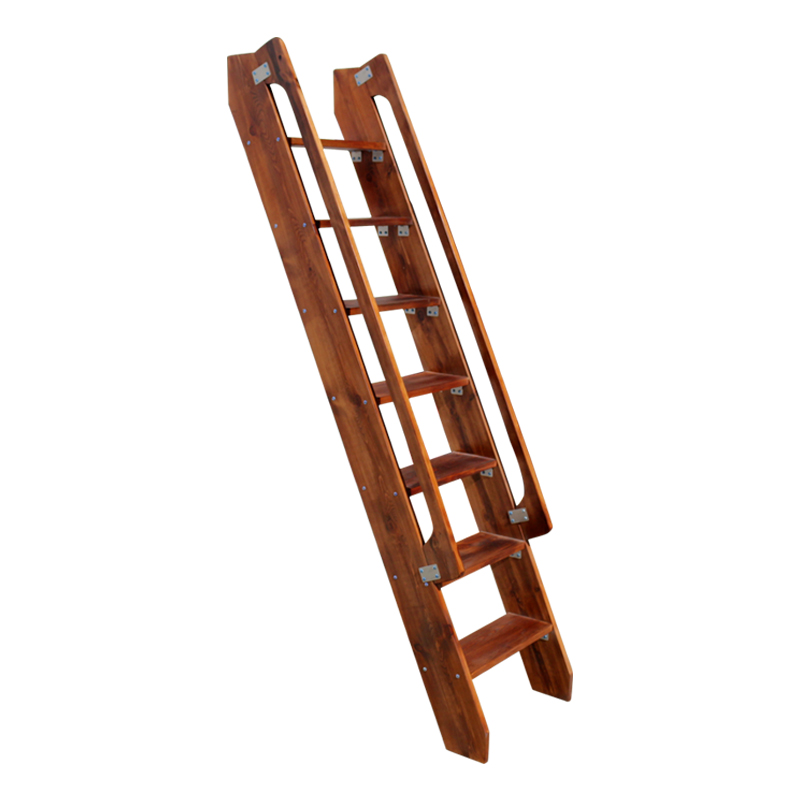 定制木梯子复式阁楼楼梯室内直梯带扶手实木单梯木质复古一字爬梯