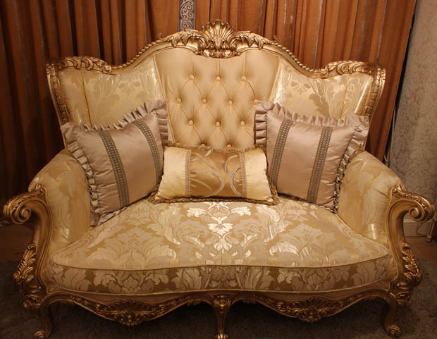 欧式实木雕花沙发新古典金箔复古1+2+3沙发组合奢华真皮布艺沙发