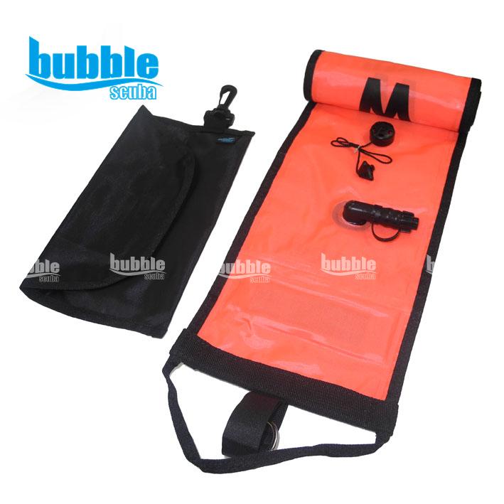 bubblescuba1.8米橘红色潜水安全浮标 带铅块反光条气嘴象拔