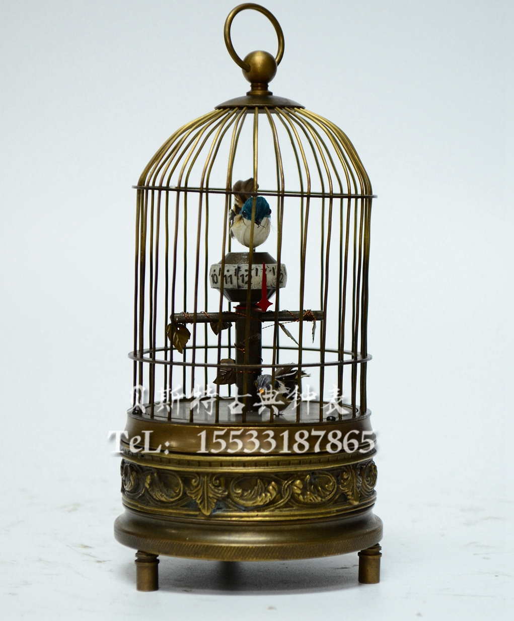 古钟铜机械|仿古做旧机械全铜鸟笼子|老式上弦仿古董钟|复古钟表