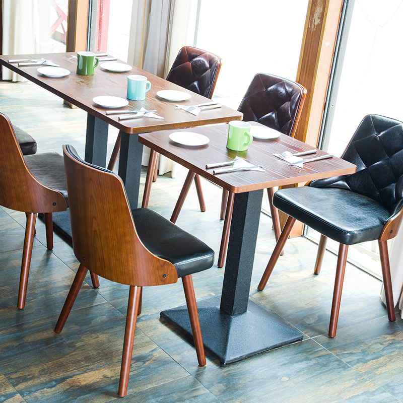 咖啡厅奶茶店西餐厅快餐桌椅组合套件简约餐厅椅实木甜品店餐台椅