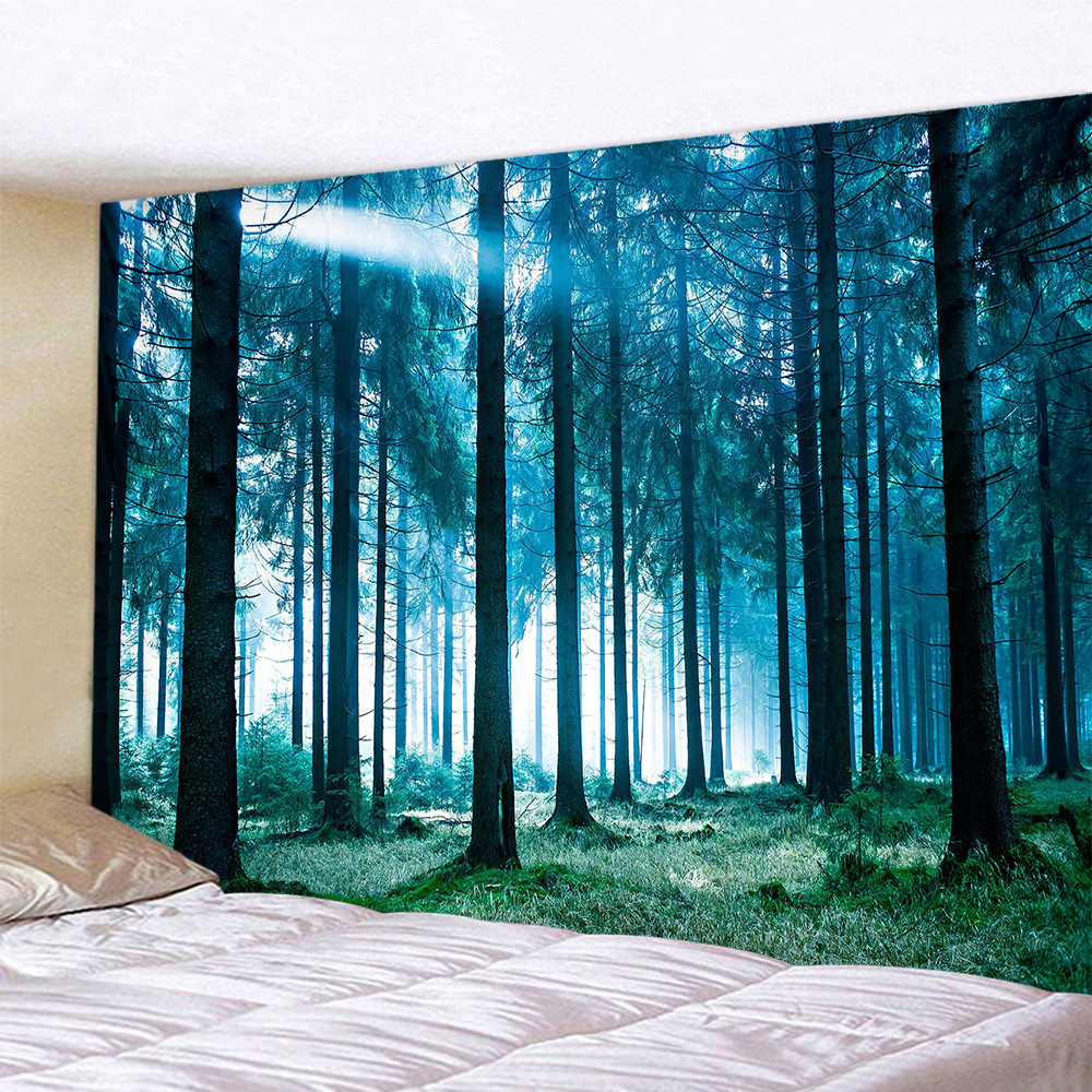 自然风景大树森林星空超大背景布墙布装饰挂毯床头卧室遮挡挂布