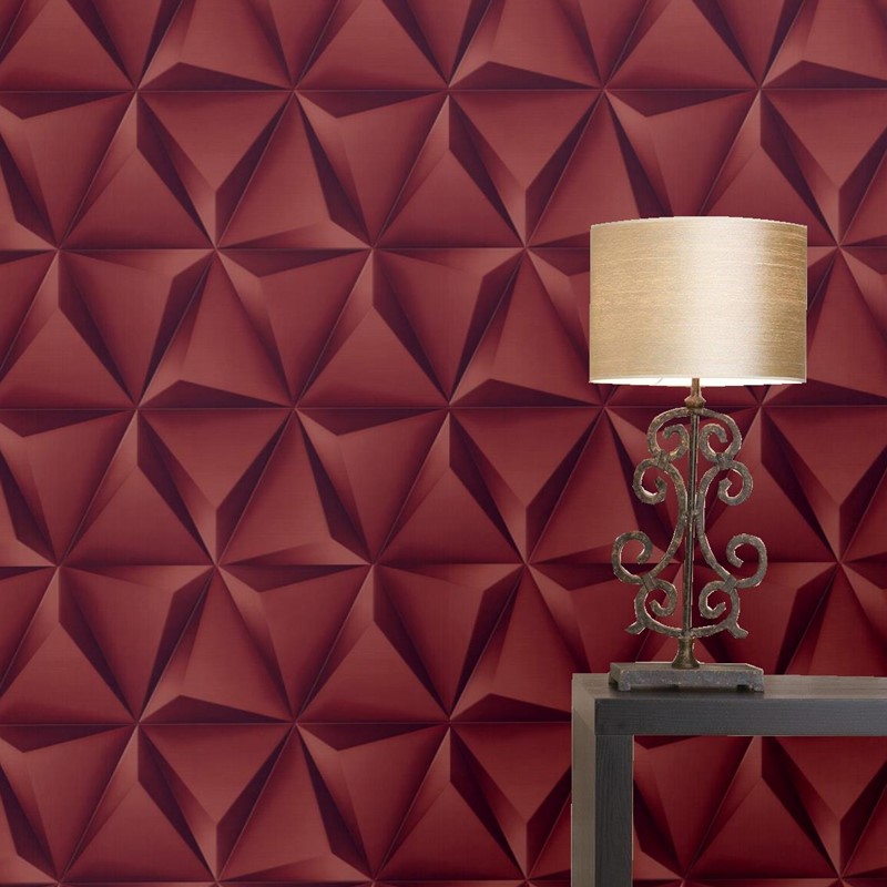 3D抽象立体三角形防水墙纸 客厅餐厅美发店沙龙KTV酒吧收银台壁纸