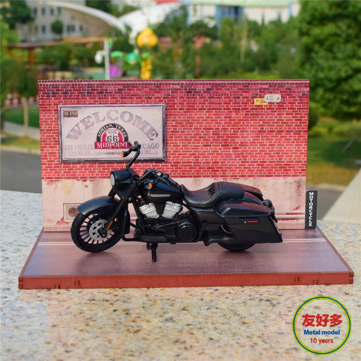 1：18 哈雷公路之王摩托车模型烘焙装饰汽车摆件爱好收藏玩具礼