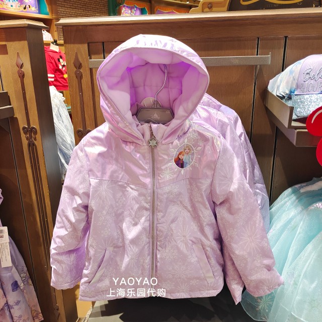 上海迪士尼国内代购冰雪奇缘艾莎冬季加厚棉服女孩女童连帽外套