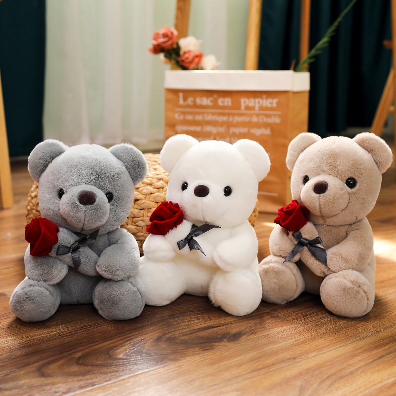 可爱玫瑰花小熊公仔毛绒玩具抱抱熊泰迪熊玩偶娃娃情人节礼物女生