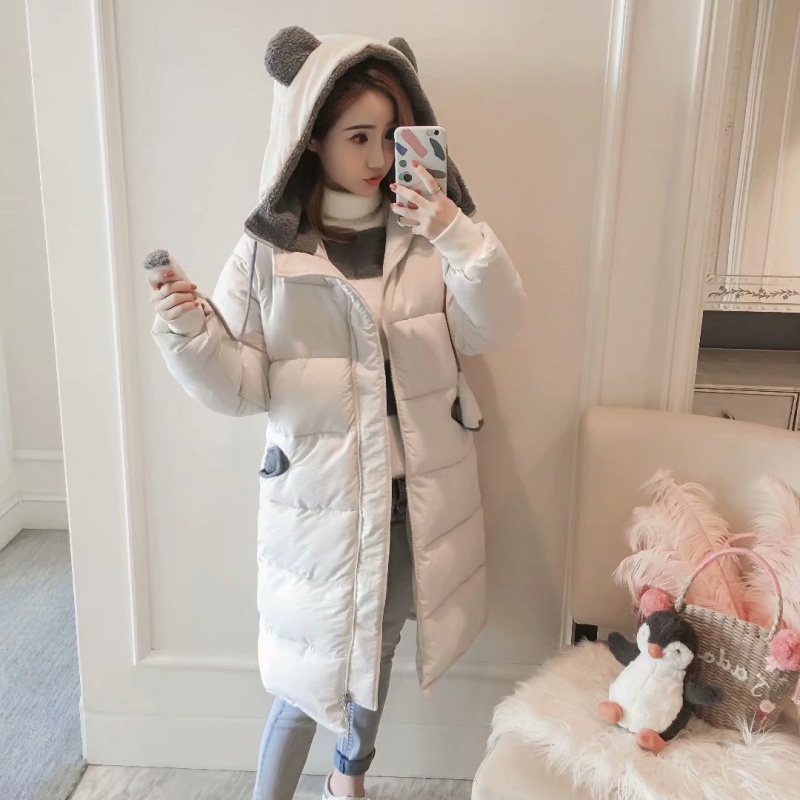 甜美可爱女修身羽绒棉服新款冬装韩版学生中长款棉衣加厚棉袄外套
