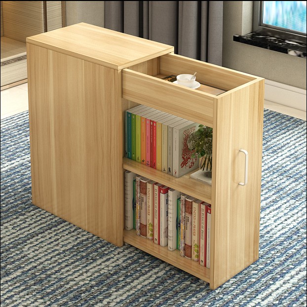 夹缝收纳柜抽拉式移动带门小书柜简易书架矮储物柜小户型置物柜窄