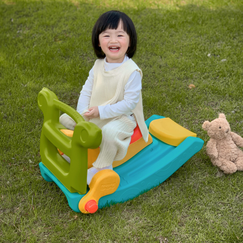 费雪婴儿塑料摇马滑梯宝宝室内家用小木马摇摇椅儿童周岁礼物玩具