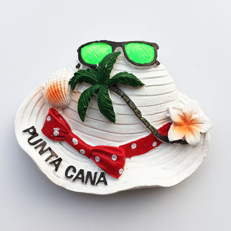 多米尼加共和国创意旅游纪念品立体旅行帽磁力贴冰箱贴收藏伴手礼