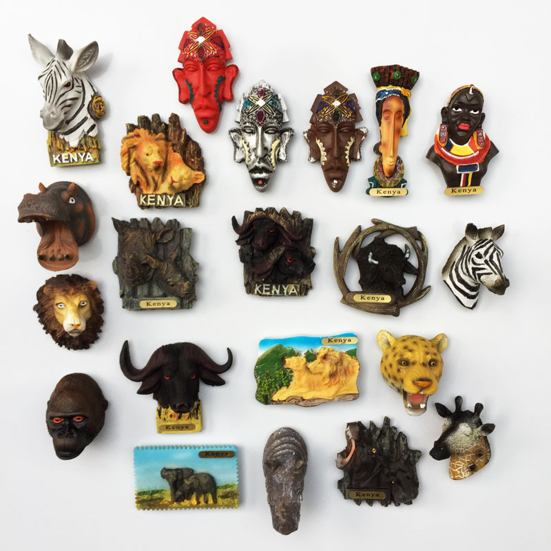 肯尼亚动物创意旅游纪念品手工彩绘工艺品磁力贴冰箱贴收藏伴手礼