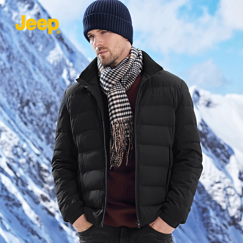 JEEP/吉普男装2022冬季新款美式休闲时尚简约合身立领羽绒服外套
