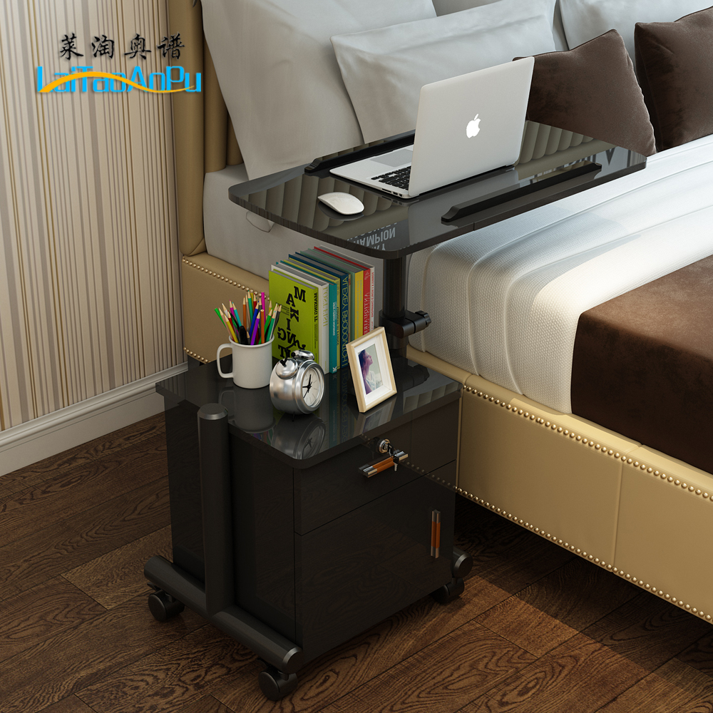 笔记本电脑桌可移动床头柜升降床边桌收纳储物柜边斗柜带柜子桌子