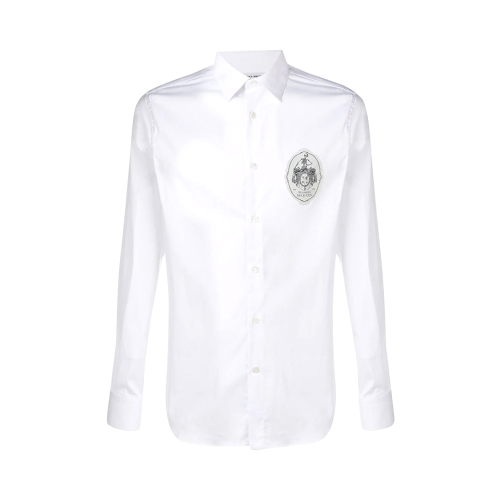 MCQ/麦昆官方正品新款男士骷髅logo白色经典百搭贴花衬衫