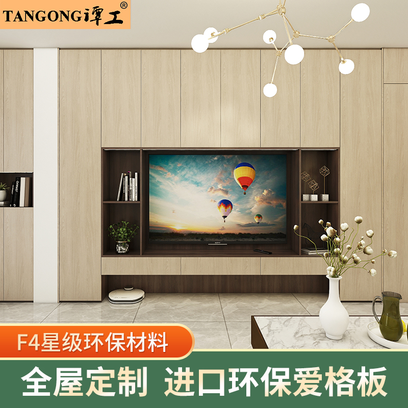 深圳谭工F4星爱格板整体电视柜客厅背景组合墙柜现代简约全屋定制