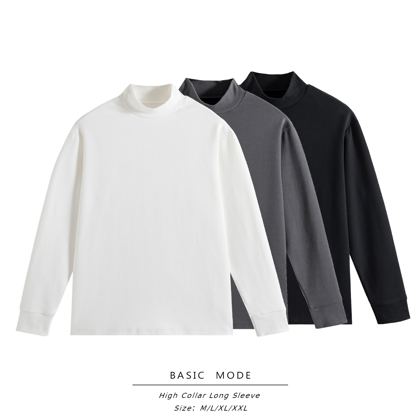【BASIC MODE】纯色基础宽松极简normcore风格半高领打底长袖T恤
