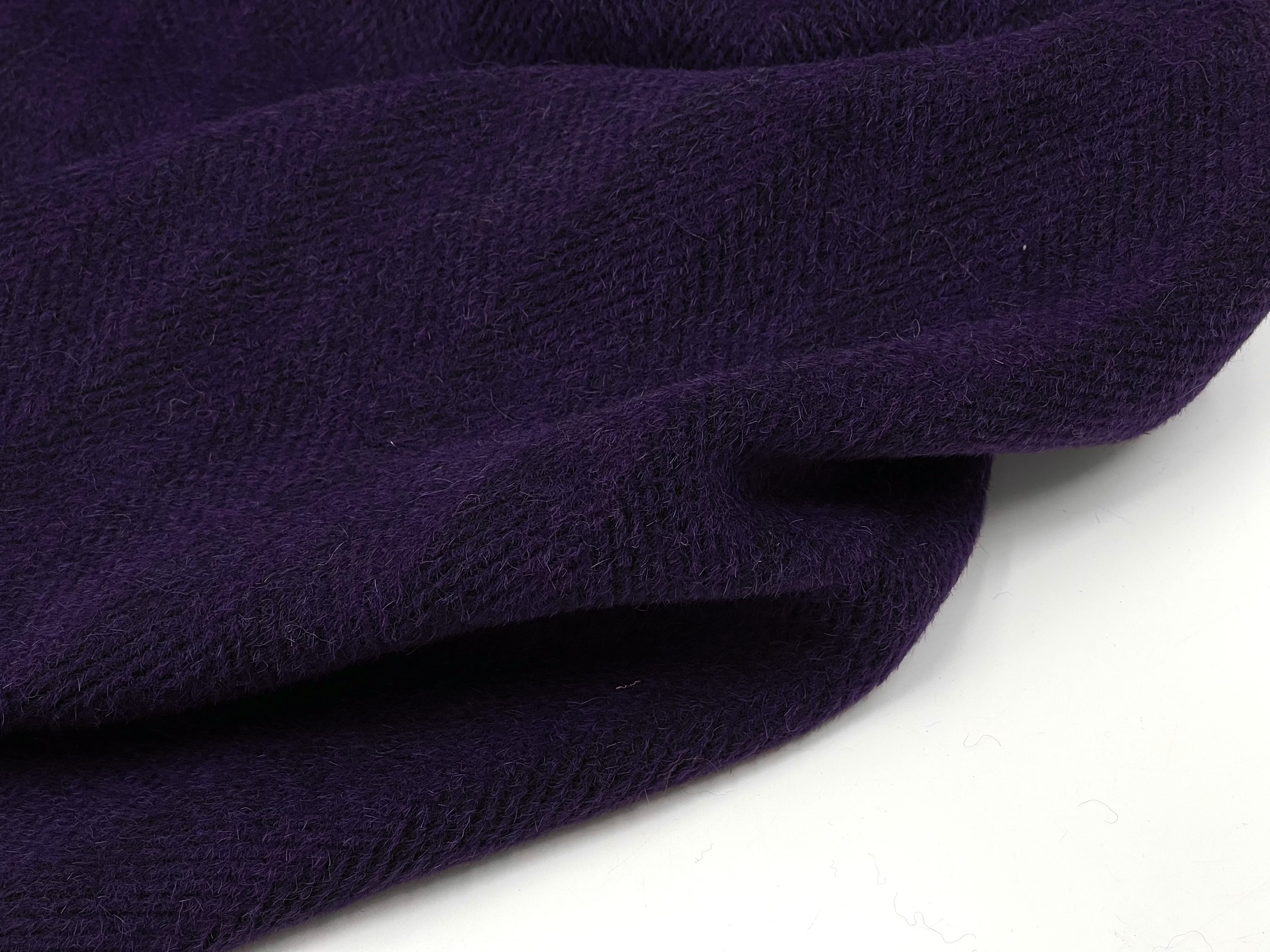 顺毛加厚 深紫色小人字纹羊毛羊绒毛呢面料秋冬大衣外套马甲面料