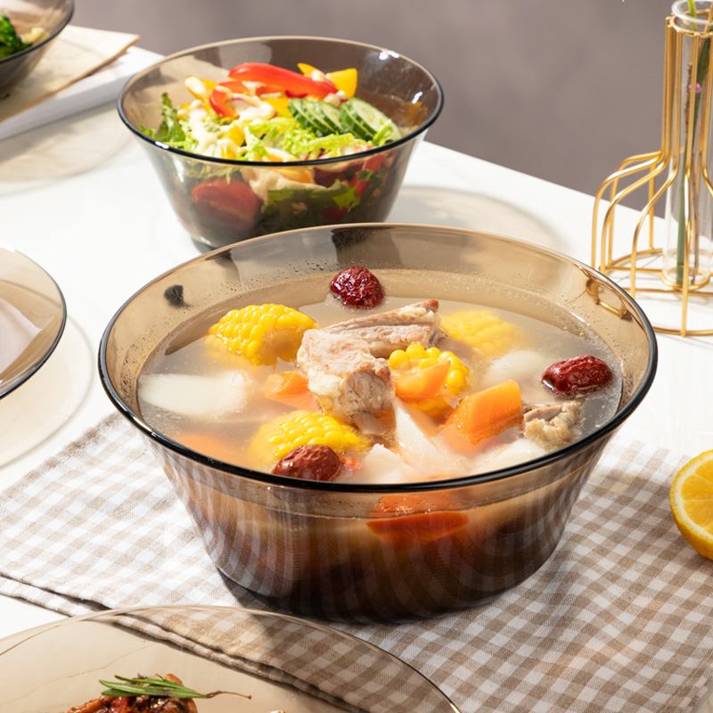 大号沙拉碗 法国进口DURALEX多莱斯钢化玻璃欧式水果盆汤碗2.2L
