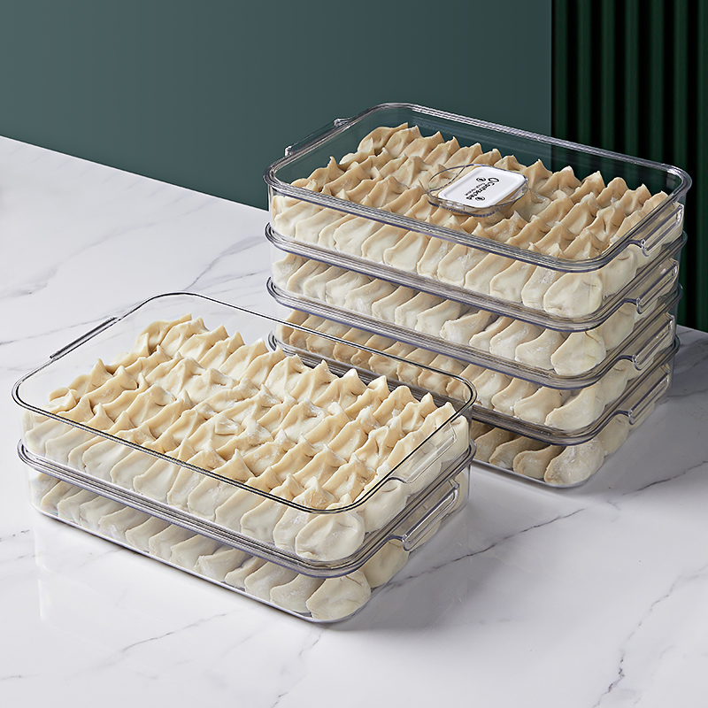 日本饺子收纳盒冰箱冷冻盒食品级水饺专用速冻盒多层馄饨保鲜盒子