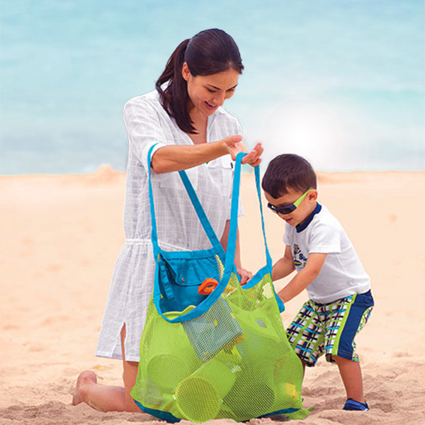 新品儿童沙滩玩具收纳袋玩沙工具宝宝游泳大容量网袋户外沙滩包