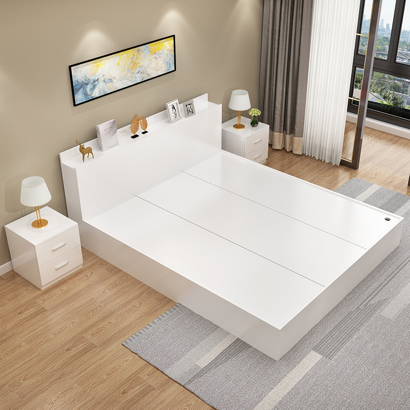 现代简约板式床1.5米榻榻米床1.2米1.8米双人床高箱储物床收纳床