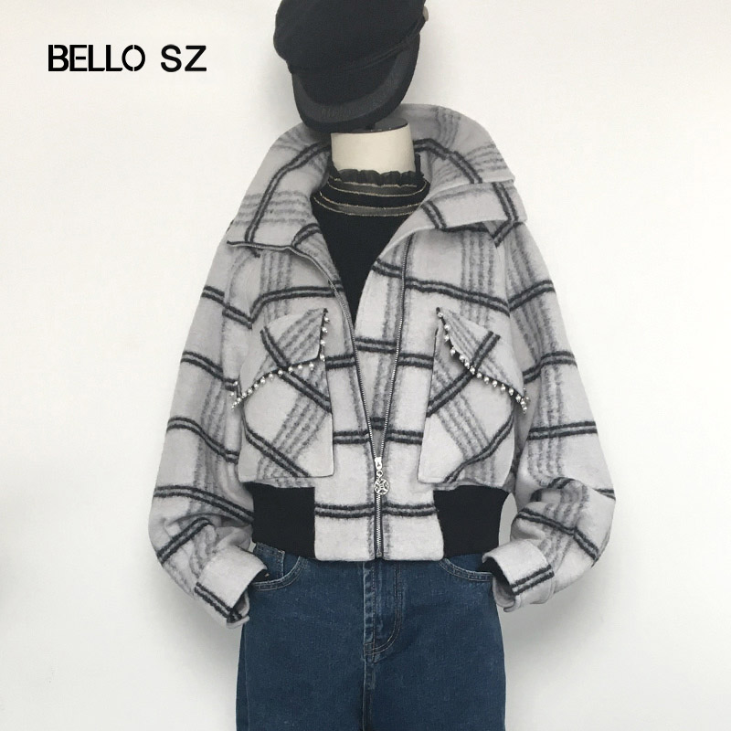 BELLO SZ2020秋冬原创小香风短款小个子羊绒呢子大衣女羊毛呢外套