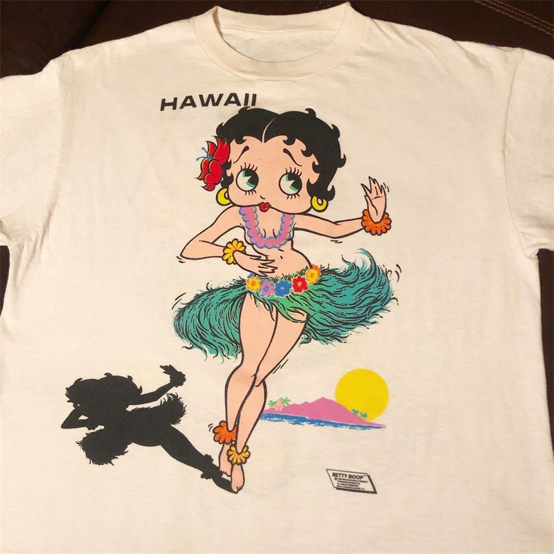 betty boop贝蒂娃娃HAWALL夏威夷阿美咔叽vintage复古男女短袖T恤