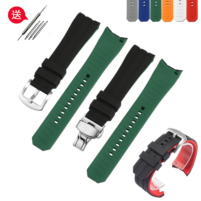 弧口硅胶手表带代用卡西欧西铁城欧米茄劳力士运动防水橡胶手表带
