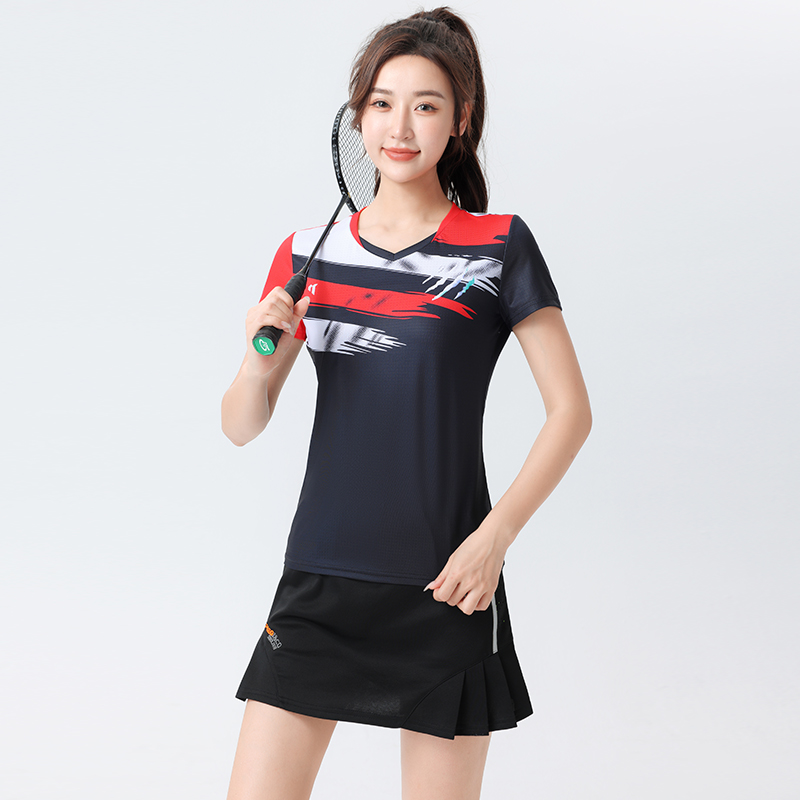 韩国新款羽毛球服时尚修身运动比赛服速干短袖短裙套装男女队服
