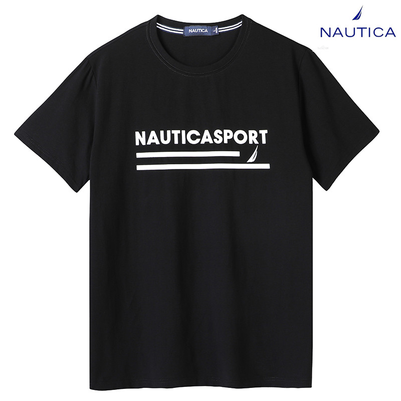 NAUTICA/诺帝卡男装夏季新款男士休闲圆领LOGO短袖T恤