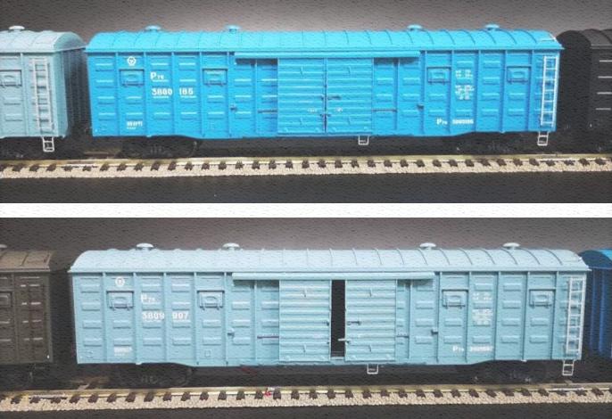 MTC火车模型中国货车 P70型通用棚车 两节装蓝色棚车 棚70 HO比例