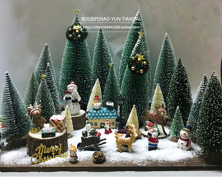 迷你圣诞树雪松桌面小型圣诞老人创意橱窗装饰品麋鹿摆件雪人礼物