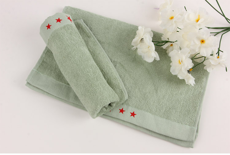 公配老式毛巾吸水易干耐用 浴巾白色洗面巾纯棉劳保用品绿色毛巾