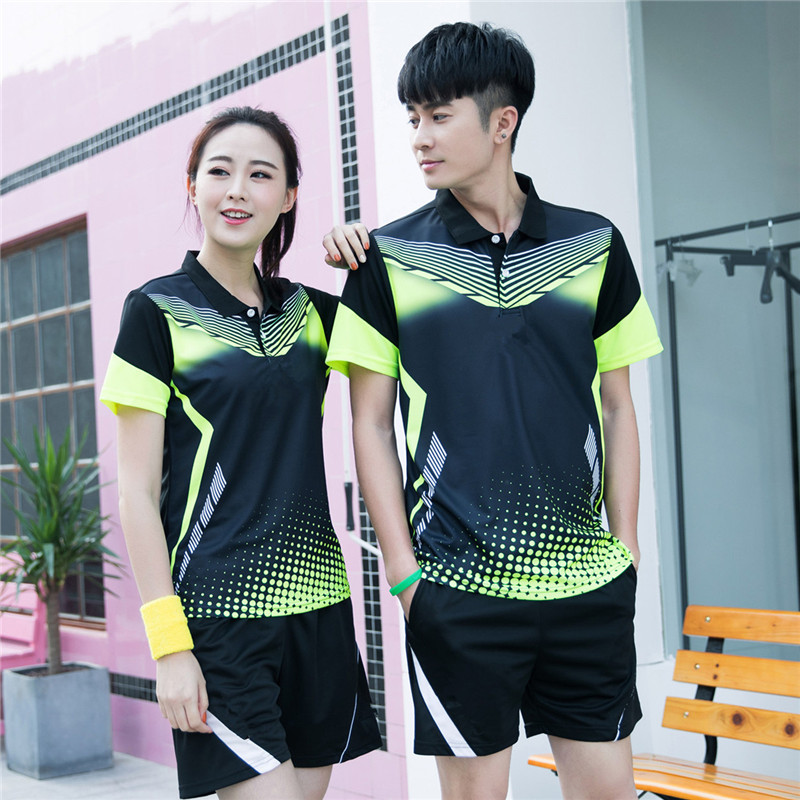 短袖乒乓球服套装 男女速干透气翻领运动上衣T恤比赛运动衫团体服
