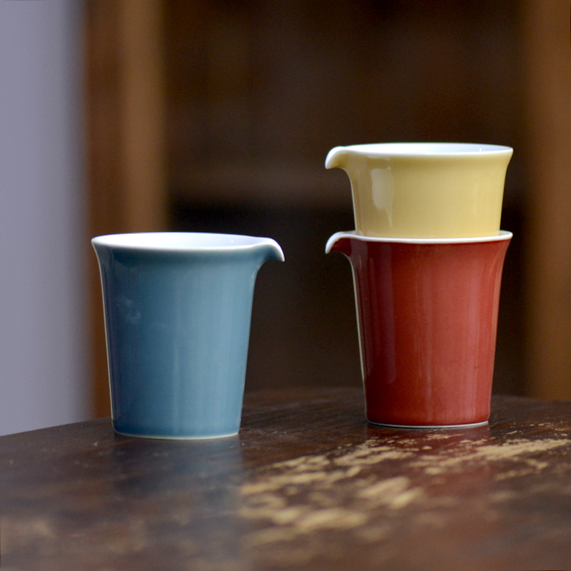 霁红公道杯陶瓷茶具高温颜色釉分茶器彩色茶海公杯中式家用茶海