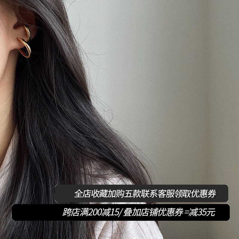 Chaifu studio /E09 INS金属设计感环扣式耳环简约小众港风耳环